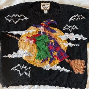 Fun vintage Halloween Sweater with Witch Design